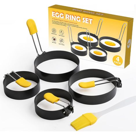Lot de 4 cercles à œufs en acier inoxydable avec accessoires (1/5)
