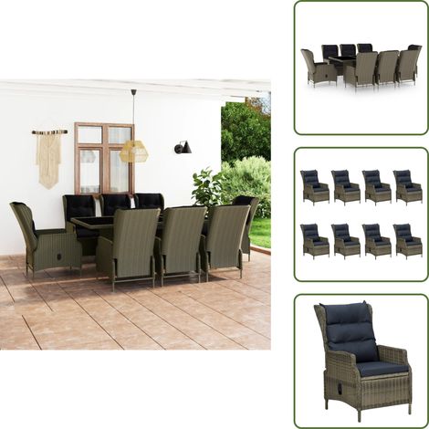 Cuscini per seduta - vidaXL Set da Pranzo da Giardino 9 pz con Cuscini in Polyrattan Marrone - Cuscini per schienale