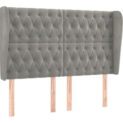 Maison Exclusive - Testiera ad Orecchio Grigio Chiaro 163x23x118/128 cm in Velluto