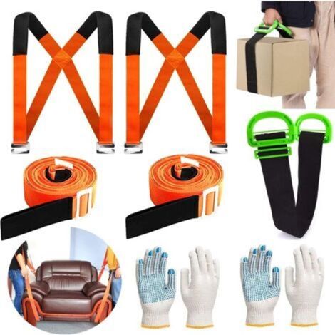 Sangles déménagement pour meubles, 2 sangles levage réglables et sangle de levage pour une personne pour déplacer des meubles, des appareils, des objets lourds et encombrants en toute sécurité (1/5)