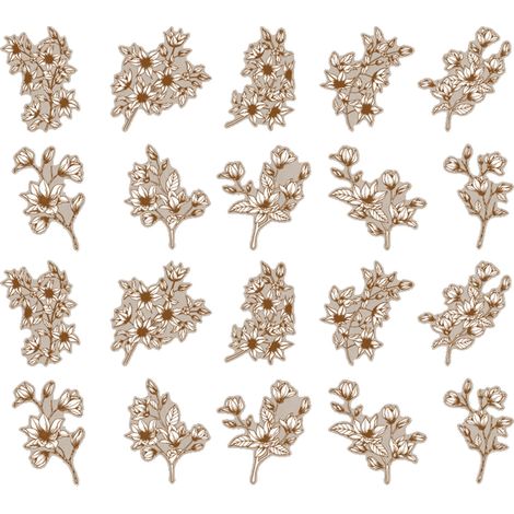 20 Autocollants Fleurs Exquis Série Floral Plante Décoratifs Fournitures Scrapbooking Modèle 1 (1/5)