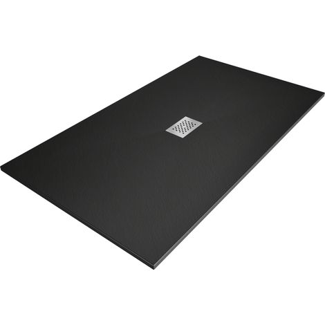 Bac de douche rectangulaire Mexen Hugo SMC 150 x 100 cm, noir, grille inox - 42701015-X (1/5)