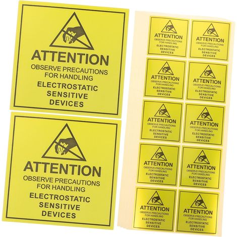 Autocollants D’Avertissement Électrostatique 450 Pcs Étiquettes Antistatiques 50X50 MM Papier Adhésif Résistant Panneau de Prudence Électrostatique pour Équipements (1/5)