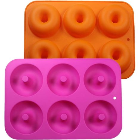 MINKUROW 2 Pezzi Stampi Per Ciambelle In Silicone Antiaderente, Stampo Per Ciambelle Per Alimenti Senza Bpa Per Muffin, Biscotti, Cioccolatini, Torte, Cubetti Di Ghiaccio, Saponi (1/5)