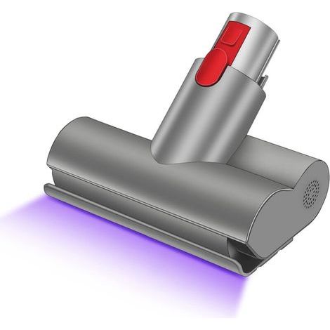 Motorized Mini Turbo Mattress Brush compatible with Dyson V7 V8 V10 V11 V15. Quick-release brush for sofa, seat, armchair. UV LED eliminates bacteria and allergens. (1/4)