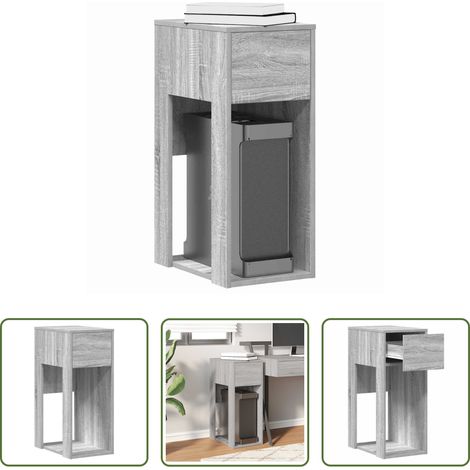 vidaXL Armoire PC - Support de tour d'ordinateur et tiroir sonoma gris 30x44x74 cm (1/5)