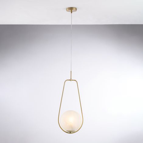 Afrodite Suspension En Fer Bronzé 1 Lumière Avec Sphère Dm.20 159 D.24 Bl286-S1-Brz