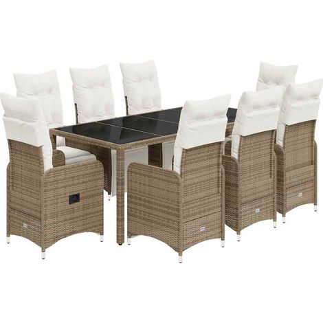 Maison Exclusive - Set de mesa y sillas jardín 9 piezas y cojines (1/5)