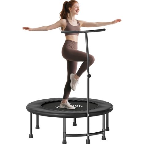 HOMCOM 40'' Mini Trampoline Adult Rebounder Jumper w/ Handle Fitness Black