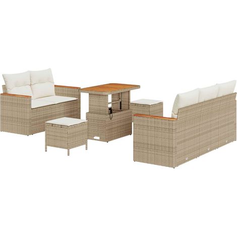 Garden Sofa Set 8 pcs Beige Poly Rattan vidaXL (1/5)