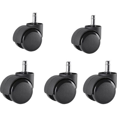 5er-Set Bürostuhlrollen 10 mm x 22 mm – – Hartbodenrollen bis 175 kg – – Drehstuhlrollen – – Einfache Montage ohne Werkzeug