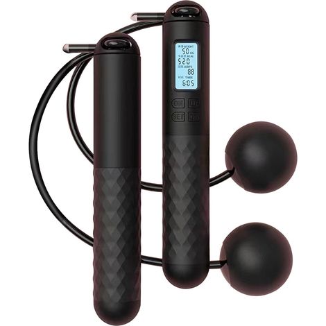 Corde à sauter à vitesse rapide, corde à sauter avec compteur, corde à sauter lestée avec compteur, corde à sauter à balle de gravité, corde à sauter à balle de gravité (noir) (1/5)