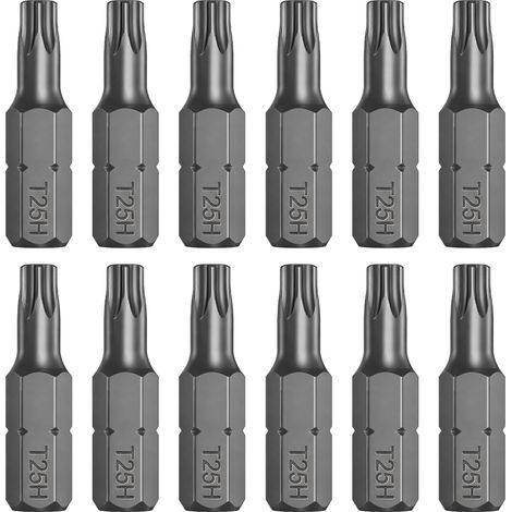 12 Pièces Embouts T25 Bit, 25mm Embouts Torx T25 1/4" Acier S2 (1/5)