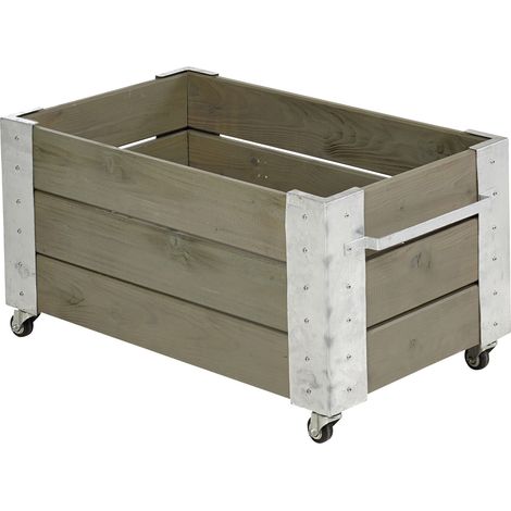 Plus Blumenkasten Cubic 87 x 50 x 47 cm graubraun mit Räder Pflanzkasten (1/2)