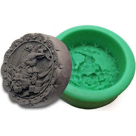 Moule en silicone 3D Lapin de Pâques, pour fondant, chocolat, bonbons, savon, bougies, décoration de gâteaux et desserts d'anniversaire, multicolore S0242TZ (1/4)