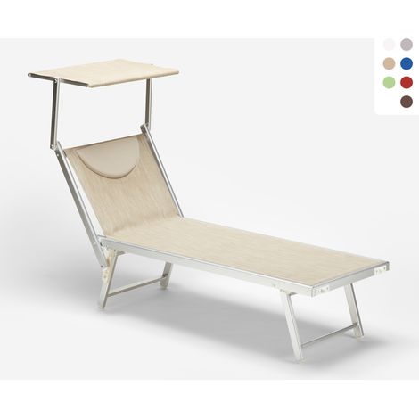 professionelle Strandliege Liegestuhl Sonnenliege aus Aluminium Santorini - Beige