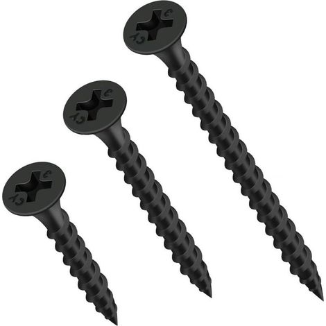 100 Pièces Vis à Fixation Rapide M3.5 x 40 mm, Vis Noires Pour Cloisons Sèches, Vis Phosphatées Pour Plaque de Plâtre Sur Profilé en Acier Pour Cloisons Sèches, Tête en Trompette (1/4)
