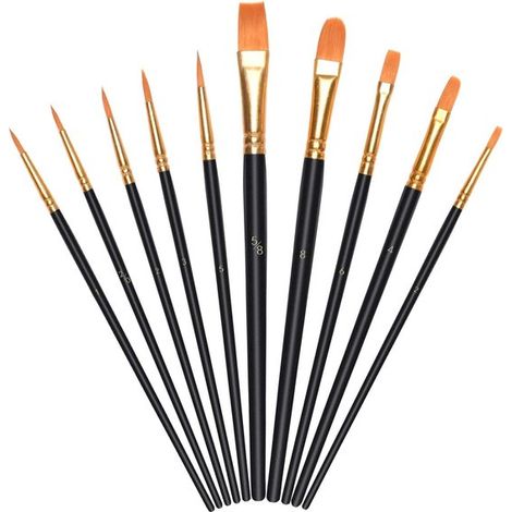 Pennelli per pittura acrilica, 10 diverse misure, pennelli da artista in nylon con punta liscia per colori acrilici e guazzo, blu (1/5)