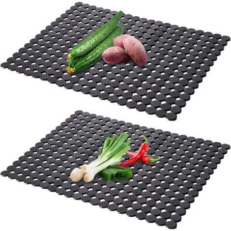 2-Piece Kitchen Sink Mat, Black, Cuttable, Protects Sink from Dirt and Scratches, for Cutlery (40x30 cm)
