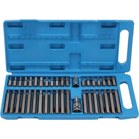 40-in-1-Steckschlüsselsatz mit Vielzahn-, Sechskant- und Torx-Bits (3/8" und 1/2") Durchmesser, langer und kurzer Innensechskantschlüssel mit Aufbewahrungsmöglichkeit
