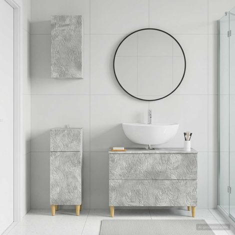 Beyamis Ensemble de meubles de salle de bain 3 pièces , gris béton (1/5)