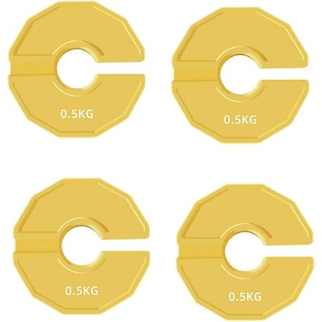 Disque de Poids Fractionnaire - Lot de 4 - Caoutchouc Jaune - 0,5 Kg - Pour Haltère et Kettlebell - Diamètre 35 mm (1/5)
