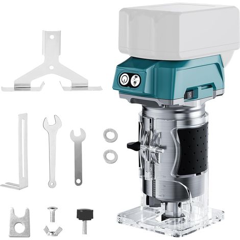 Défonceuse sans fil compatible avec batterie 18 V, débroussailleuse à une main, fraise à bois, multifonction, moteur sans balais, 5 vitesses, 800 W, 30 000 tr/min, travail du bois (sans (1/5)