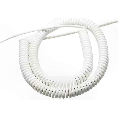Câble extensible 3 conducteurs blanc, 5 mètres de fil spiralé, cordon d’alimentation 15AWG souple pour usage polyvalent (1/2)