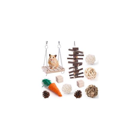 Jouets en Bois pour Rongeurs - EINNENFFER - Ballons en Herbe pour Hamsters et Lapins (1/5)