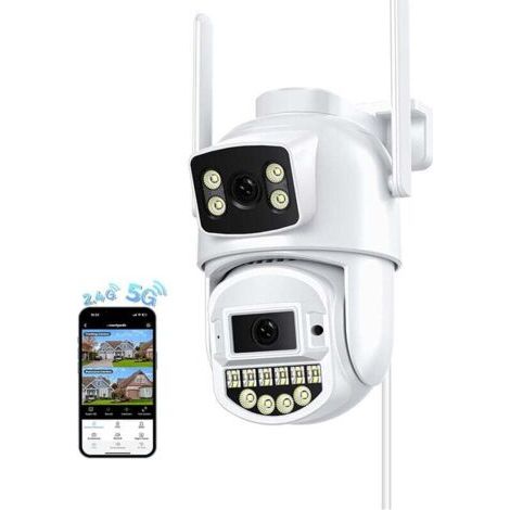 Caméra extérieure 2.5K double objectif - Surveillance 6MP WiFi 2.4/5G - Vision nocturne couleur 30m - Audio bidirectionnel - Détection humaine - IP66 étanche (1/5)