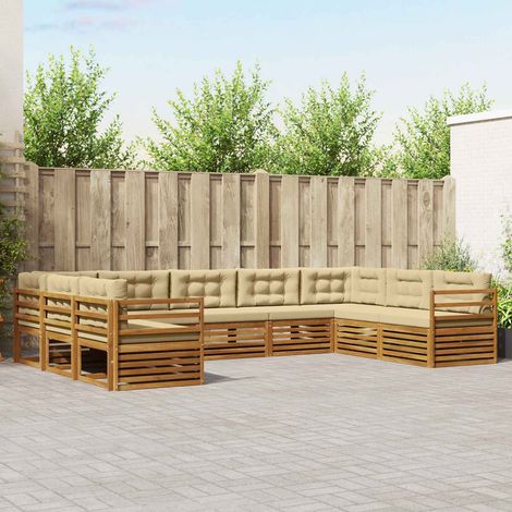 Outdoor-Sofagarnitur 9 pcs Natur und Beige Massivholz Akazie (1/5)