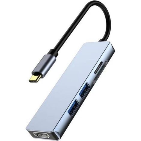 Hub USB-C - HDMI - Lecteur Cartes SD TF - Station D Extension 5 En 1 - Pour MacBook - 1 Pièce (1/5)