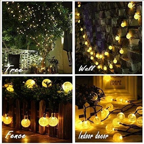 6 m lange Solar-Lichterkette für den Außenbereich mit 30 LEDs, 8 Modi, Kristallkugeln, Solar-Lichterkette, Partydekoration, Geburtstag, Hochzeit, Garten, Geschäft, drinnen oder draußen (1/4)