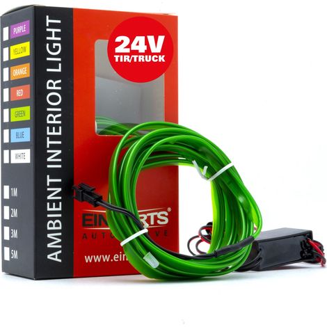 Luce ambientale a LED in fibra ottica per auto 24 V verde 3 metri (1/4)