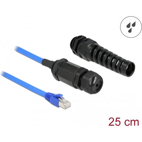 Delock Cable RJ45 macho a RJ45 hembra Cat.6 impermeable con prensaestopas protecciÃ³n y contra dobleces