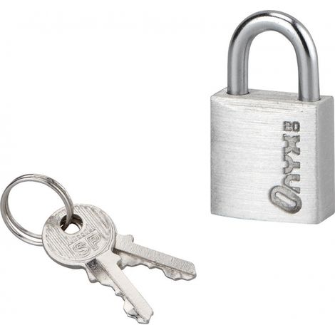 Cadenas à clé, bagage, 20mm, alu, anse acier nickelé, 2 clés - SP