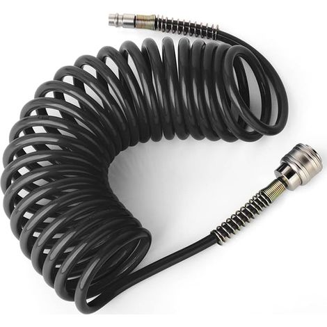 Black 8mm OD PU Air Spiral Flexible Length with Air Tool Coupling Fittings (1/5)