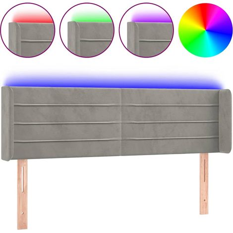 Maison Exclusive - Cabecero con LED de terciopelo gris claro 147x (1/5)