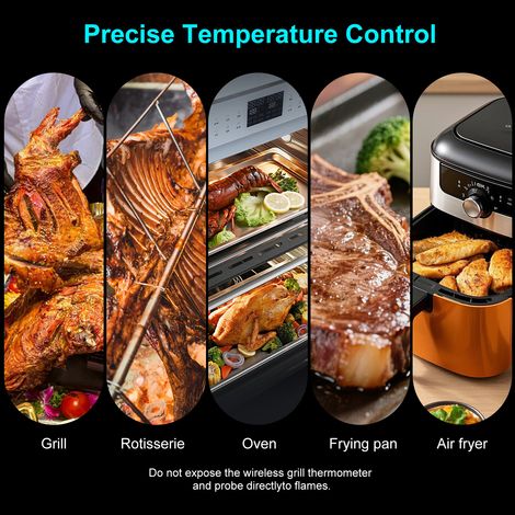 FLITI Wireless Bluetooth Meat Thermometer with LED Display, IP66 Waterproof, 152m Range (1/5)