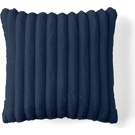 Laponie - coussin - en fausse fourrure côtelé - 40x40 cm - bleu ardoise (1/3)