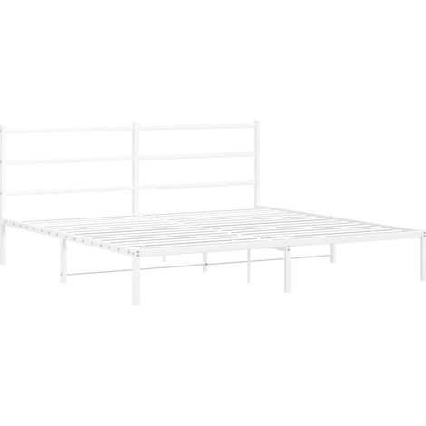 vidaXL Cadre de lit métal sans matelas et tête de lit blanc 180x200 cm (1/5)