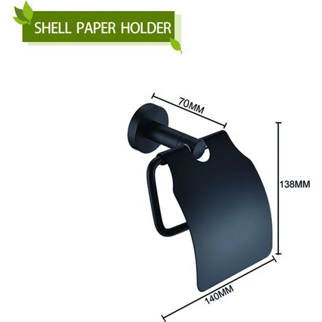 Porte-serviettes mural en acier inoxydable noir mat avec barre porte-serviettes, porte-savon, porte-papier toilette et crochets pour peignoirs et serviettes. Accessoires de salle de bain. (1/5)