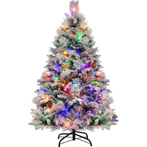 Costway – Sapin de Noël artificiel 135 cm – 472 pointes de branches – 160 lumières LED – Éclairage dynamique 4 couleurs – Support métallique pliable (1/5)
