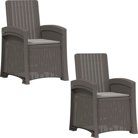 Sillón de jardín reclinable imitación ratán 2 uds. Gris Claro vidaXL