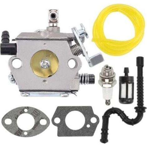 Kit de réparation carburateur pour tronçonneuse Stihl 028 / 028AV – avec bougie d’allumage, durite carburant et pièces détachées (1/5)