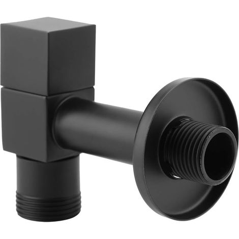 Brass Black Square Washing Machine Tap Wall Mounted Laundry Room Cold Water Tap for Garden Bathroom Basin Kitchen Sink (G3/4 Thread) (1/5)