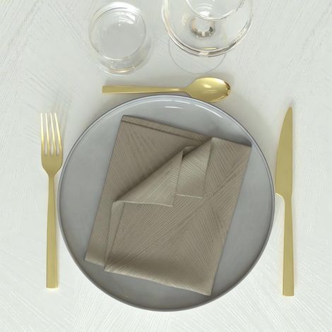 Lot de 3 Serviettes de Table, Polyester, Champagne, 45x45 cm