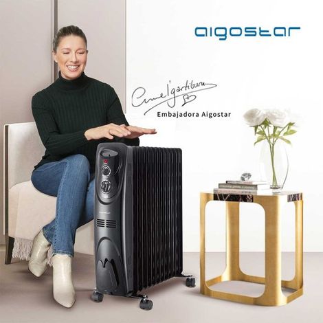 Aigostar Black Forest 33JIF - Safe Heat 2500W Radiatore portatile a olio, 13 elementi con tre regolazioni termiche e controllo termostato. Design esclusivo. (1/5)