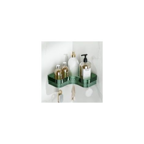 Mensola per doccia senza foratura, supporto per doccia, mensola da bagno opaca, mensola portaoggetti per doccia con ganci, mensola da bagno a parete (verde scuro (senza ganci)) - Crezuo