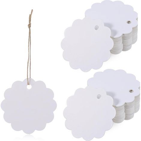 100pcs Paper Gift Tags with 20M Twine String Gift Tags Craft Gift Tags Tags for Handmade Cards Wedding Christmas (White) (1/5)